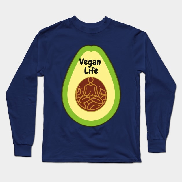 Vegan Life An Yoga Long Sleeve T-Shirt by Natalie C. Designs 